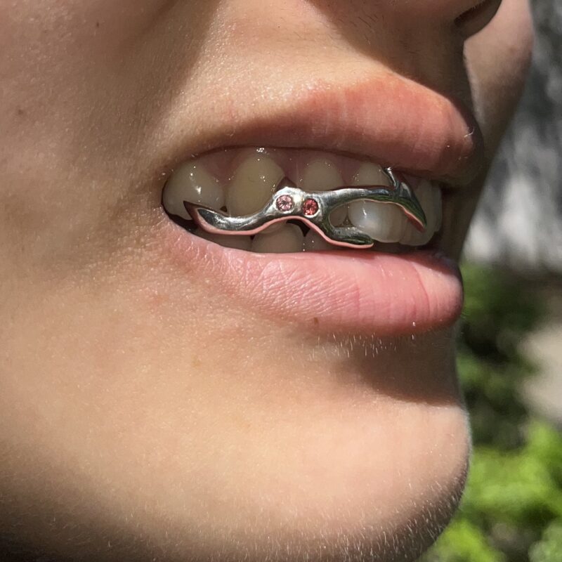 custom silver grillz with gemstones