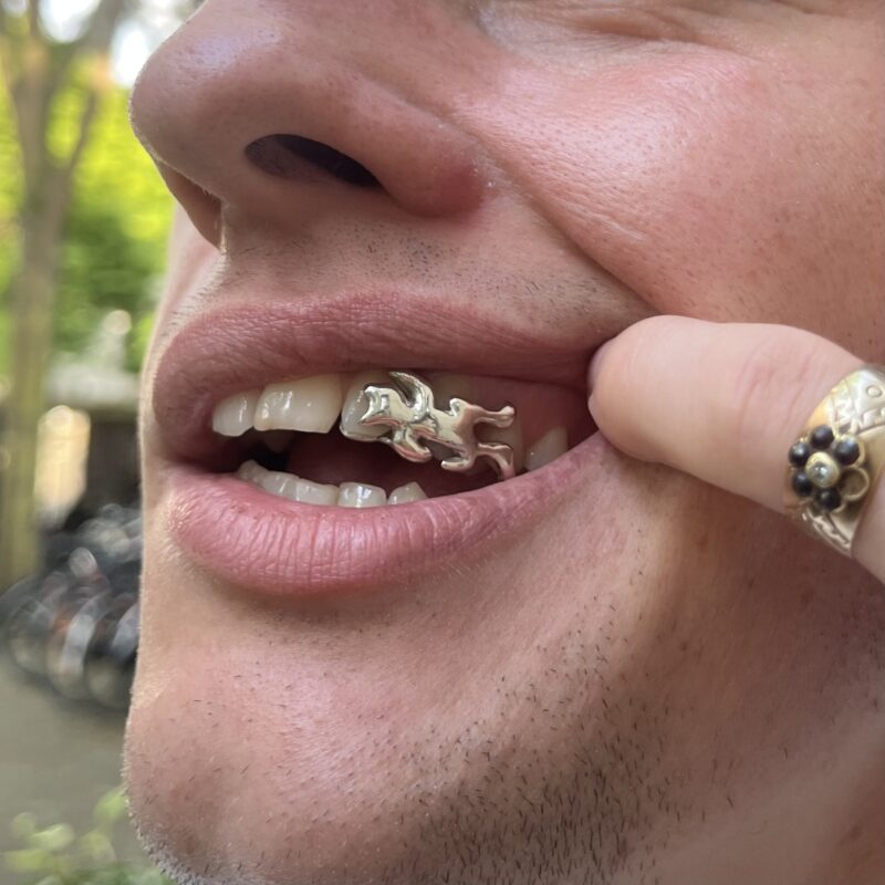 custom silver grillz with gemstones