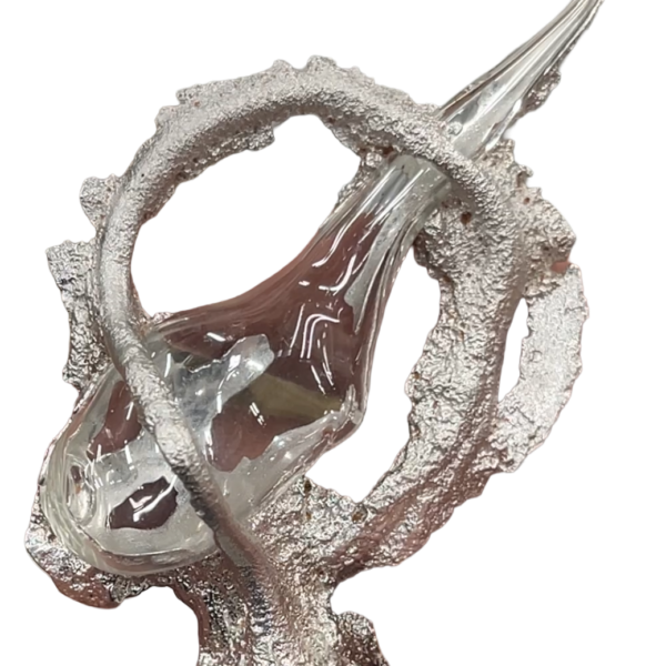 experimental object made from blown glass and tin